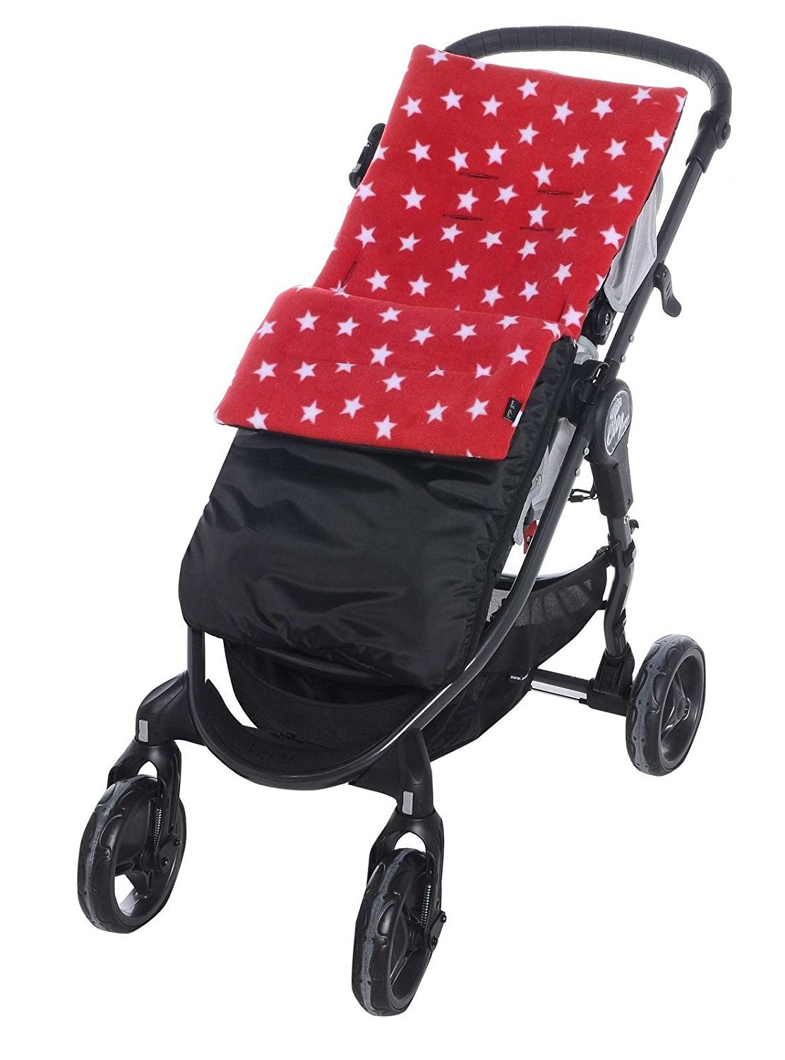 Fleece Footmuff/Cosy Toes Fit Obaby Atlas Chase Zezu Tour Monty Twin Red Star/Black