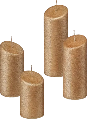 Decorating & Furnishing Candles, tiered, gold metallic, 4 pcs