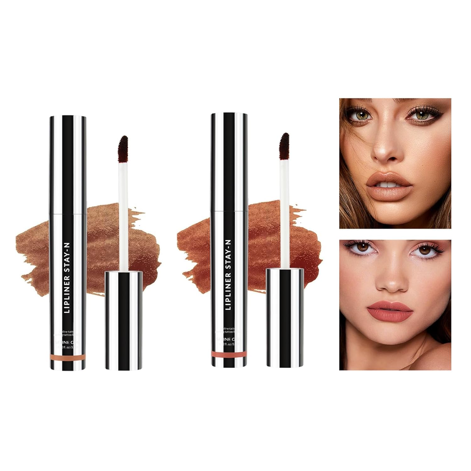 Newvenper 2 Pieces, Liquid Lip Liner for Peel, Matte Color Look, Durable, Waterproof, Smudge-Proof, Natural Finish, Removable Tattoo Lip Stain