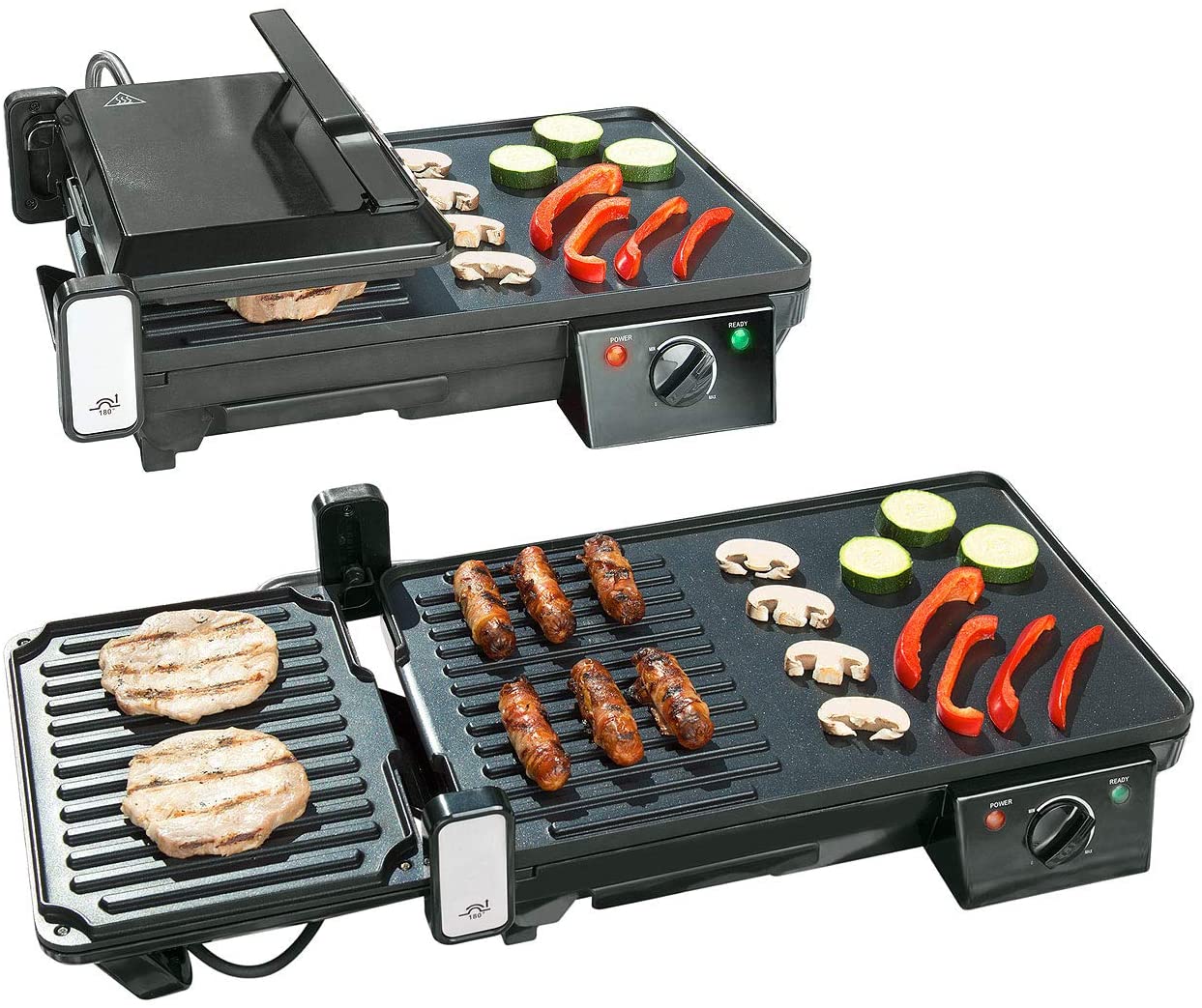 ROSENSTEIN & SOHNE Rosenstein & Söhne Grill: Electric 2-in-1 table grill with contact grill, grill plate, 2,000 watts (plate grill)