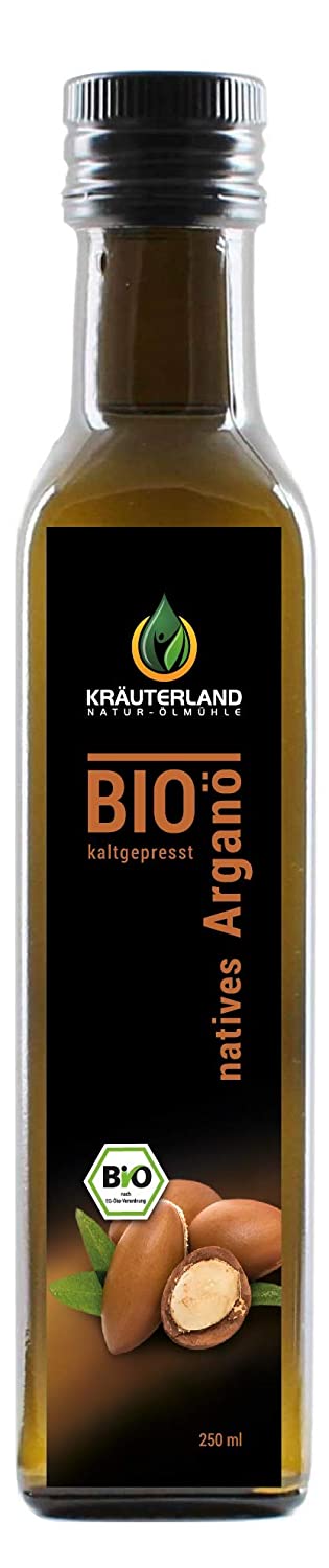 krauterland Kräuterland Organic Argan Oil - Argan Cooking Oil 250 ml, Cold Pressed, Native from Morocco - Unroasted, Mild & Vegan for Cooking & Baking for Balanced Kitchen - Premium Quality