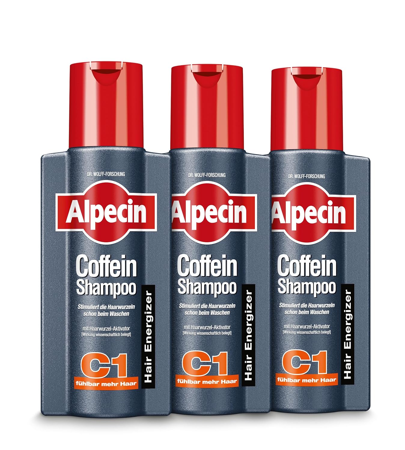 Alpecin Caffeine Shampoo C1-3 x 250 ml - Against Hereditary Hair Loss | Noticepably More Hair | Strengthens Hair Roots and Hair Growth | Hair Care for Men Made in Germany