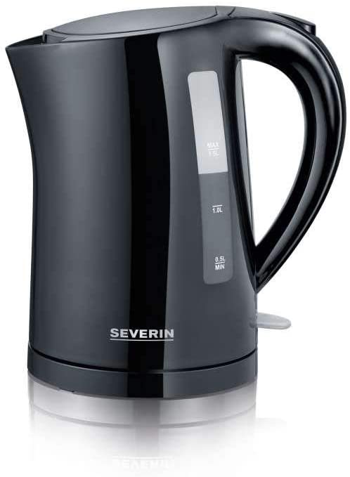 SEVERIN Kettle, 1.5 L, Approx. 2200 W, WK 3498, Black & 2287-000 Automatic Toaster, Includes Bread Roasting Attachment, 2 Roasting Chambers, 700 W, AT 2287, Black, Plastic