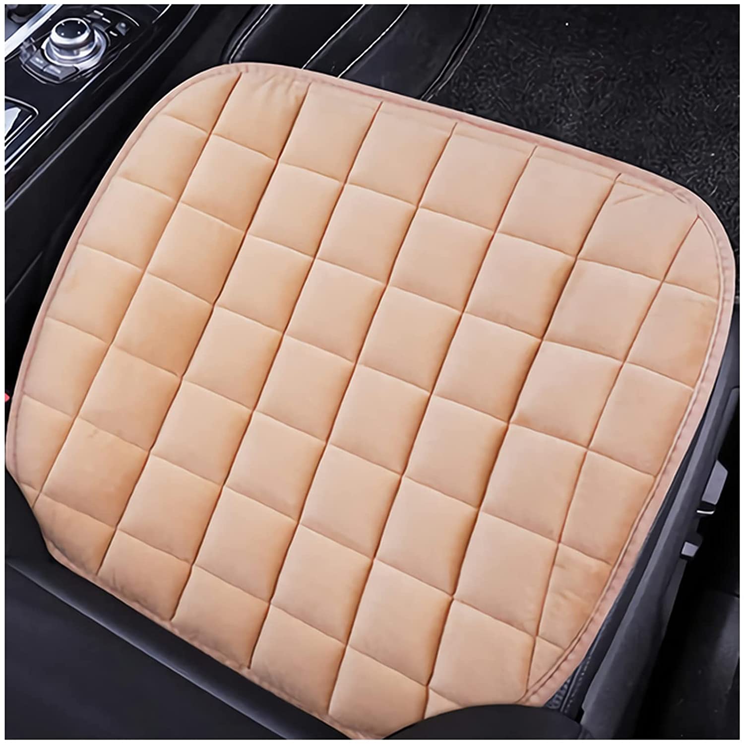 bamutech Seat Cushion Car Seat Cover Fit Truck SUV Van Front Rear Flake Cloth Cushion Non-Slip Winter Car Protector Mat Pad Keep Warm Universal Seat Cushion Chair (Size : Beige Front 1)
