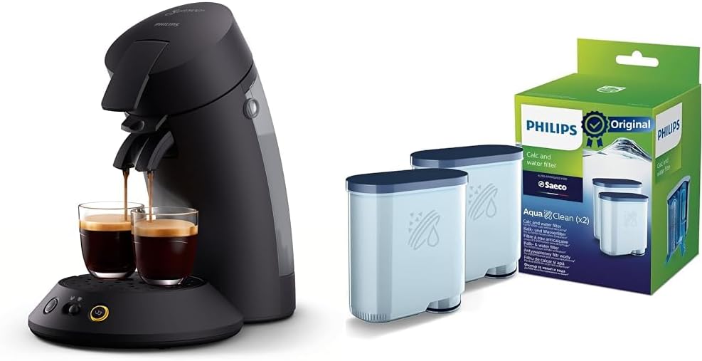 Philips Senseo Original Plus Coffee Pod Machine & Water Filter for Espresso Machines - For High -Quality Coffee and Intense Taste, Extends the Life of the Machine, Double Pack (Ca6903/22)