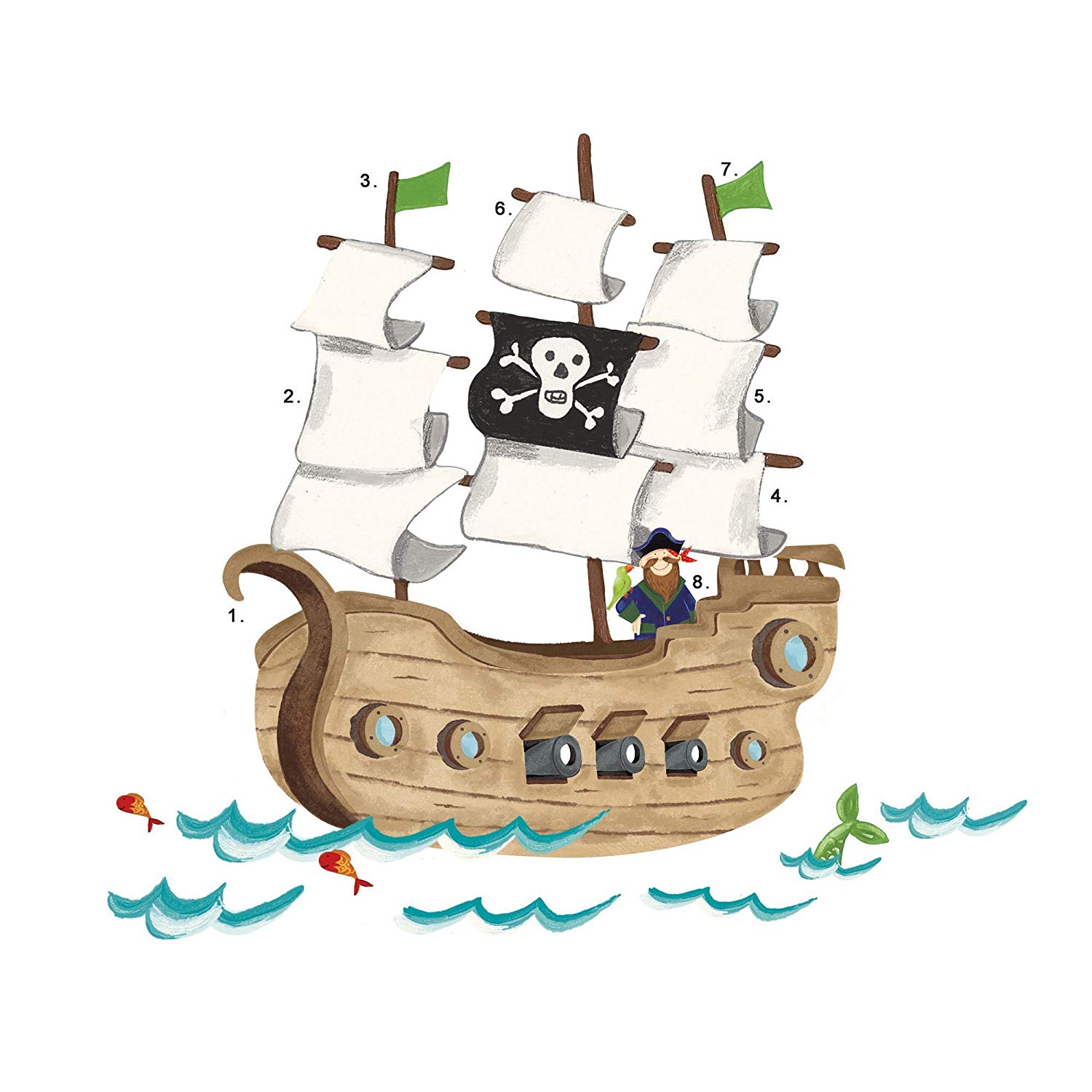RoomMates Repositionable Childrens Giant Wall Stickers - Pirate Ship