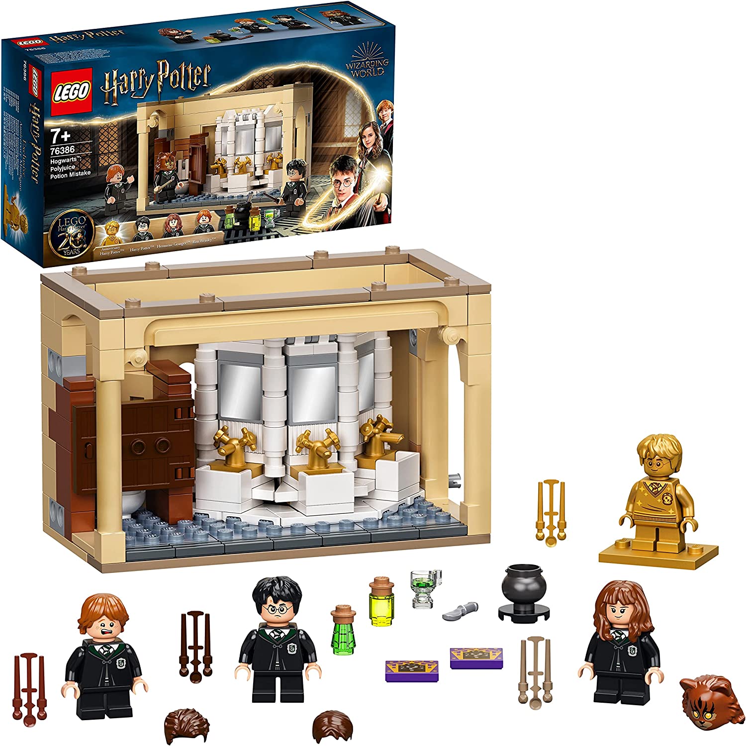 LEGO 76386 Harry Potter Hogwarts: Polyjuice Poison Mistake Set for 20th Anniversary with Harry as a Golden Mini Figure, Fan Item