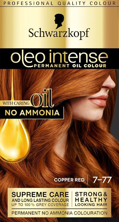 Schwarzkopf Oleo Intense Permanent Copper Hair Color, Ammonia Free, Up to 100 Percent Gray Coverage, Copper Red 7-77