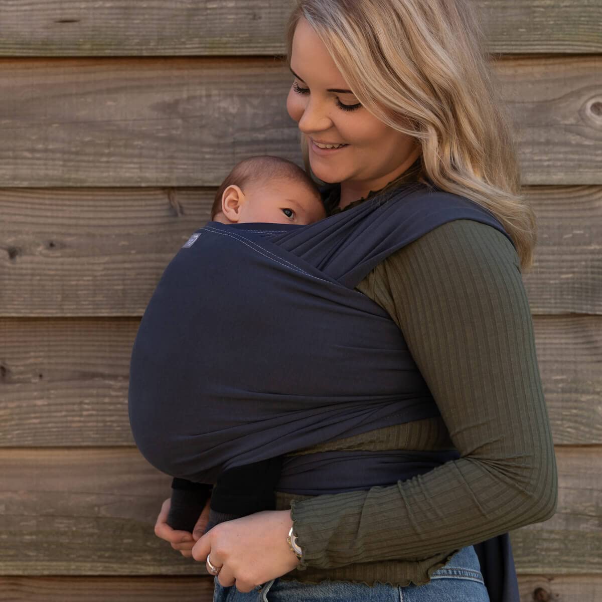 Hoppediz Elastic Baby Sling For Premature And Newborn Babies, Including Carrying Instructions charcoal