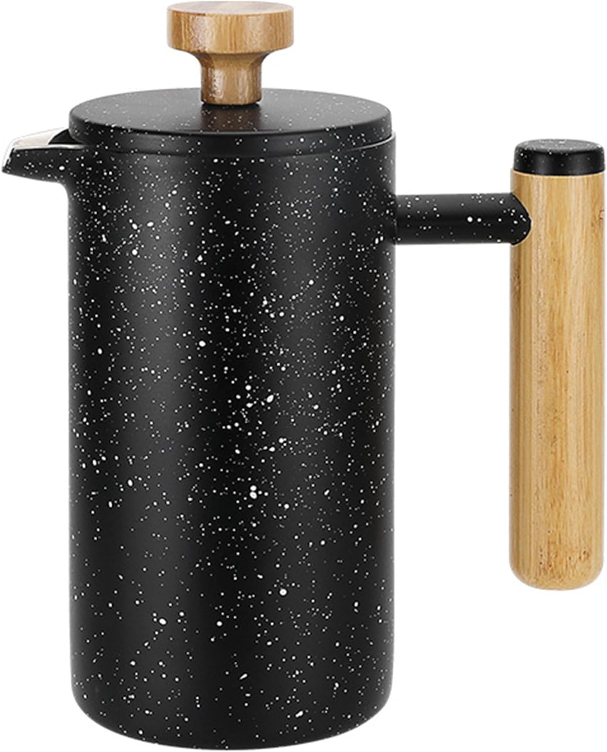 UUE French Press, Stainless Steel French Press, Coffee Maker with Wooden Handle, Coffee Maker French Press with Warming Function, French Press Coffee 1 Litre, A French Press Camping Suitable for