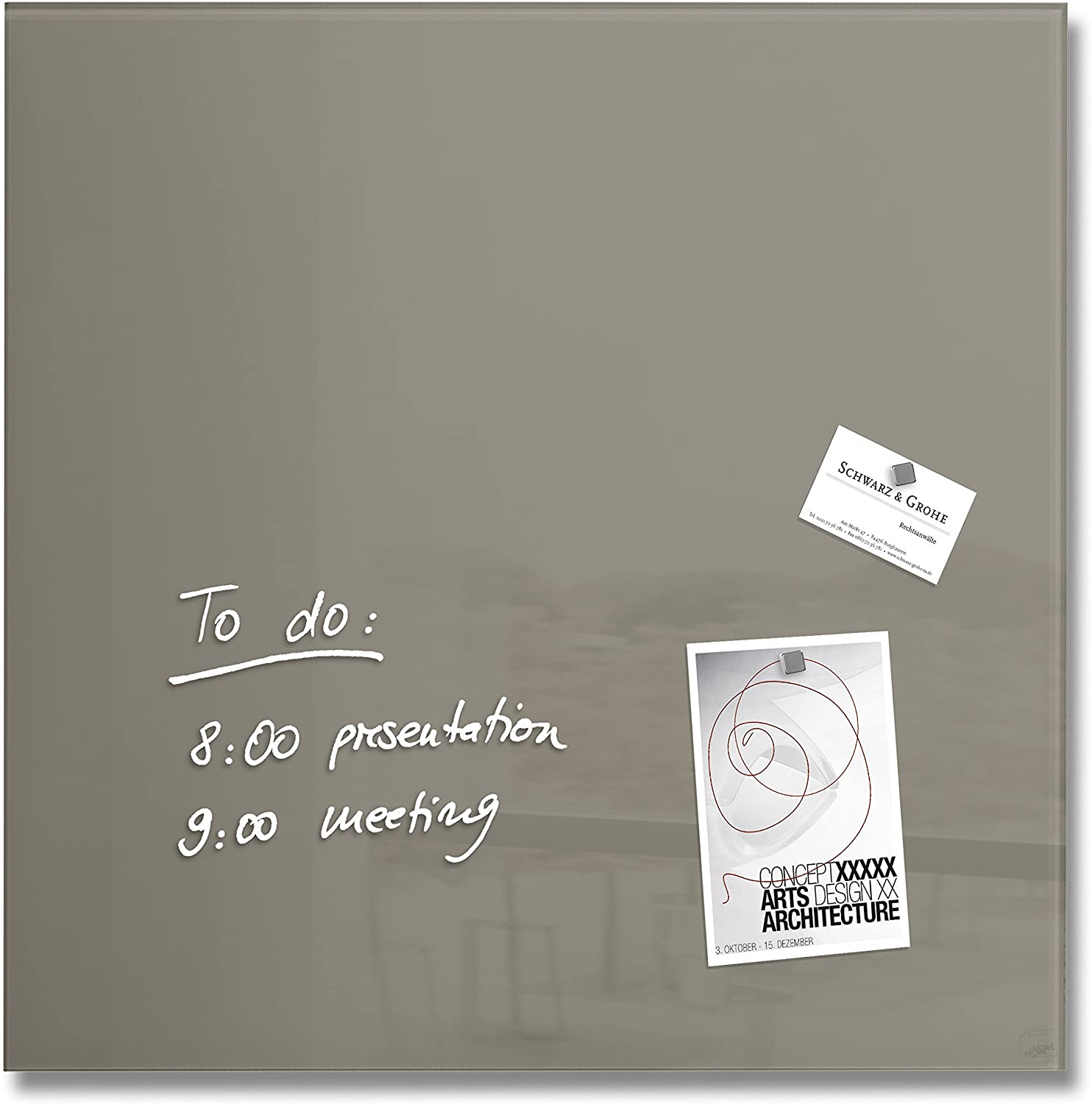 Sigel Gl118 48 x 48cm Magnetic Glass Board/Magnetic Pinboard Artverum, Taupe