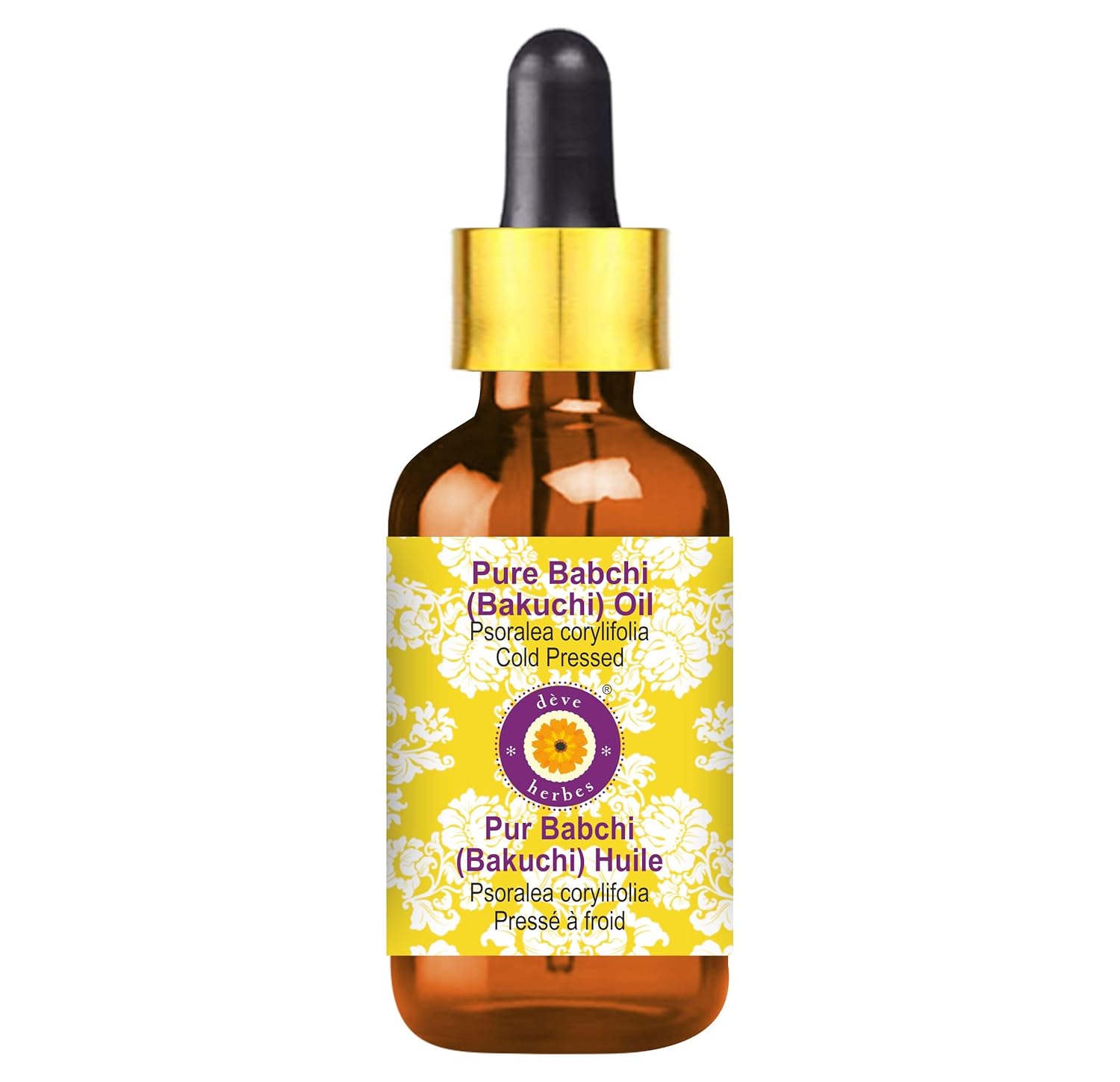 Deve Herbes Pure Babchi Oil (Psoralea corylifolia) with Glass Dropper 100% Natural Therapeutic Grade Cold Pressed 15ml (0.50 oz)