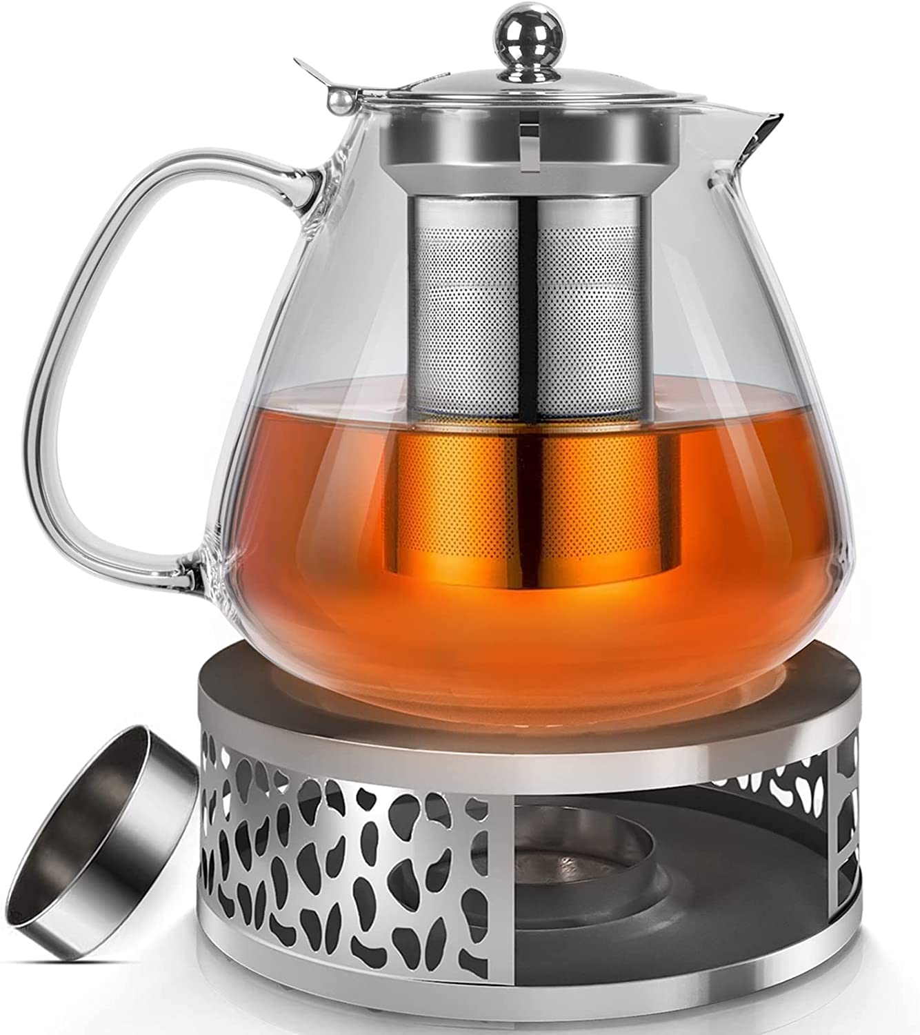 1500 ml Tea Maker Teapot Glass with Removable Heating on the Stove Stainless Steel Strainer Glass Jug