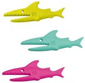 Koziol Sharky Bag Clip Set of 3 Pink Turquoise Mustard Green