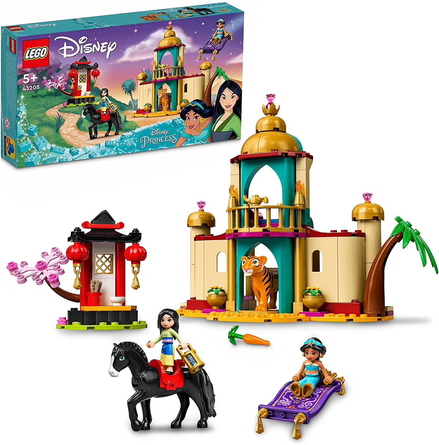 LEGO 43208 Disney Jasmins und Mulans Abenteuer, Prinzessinnen-Spielzeug zum