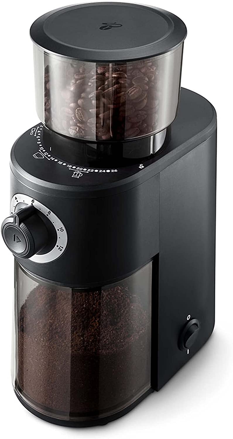 Tchibo Electric Coffee Grinder, Stainless Steel Case, Stainless Steel Grinder, 26 Grinding Settings, Black/Silver