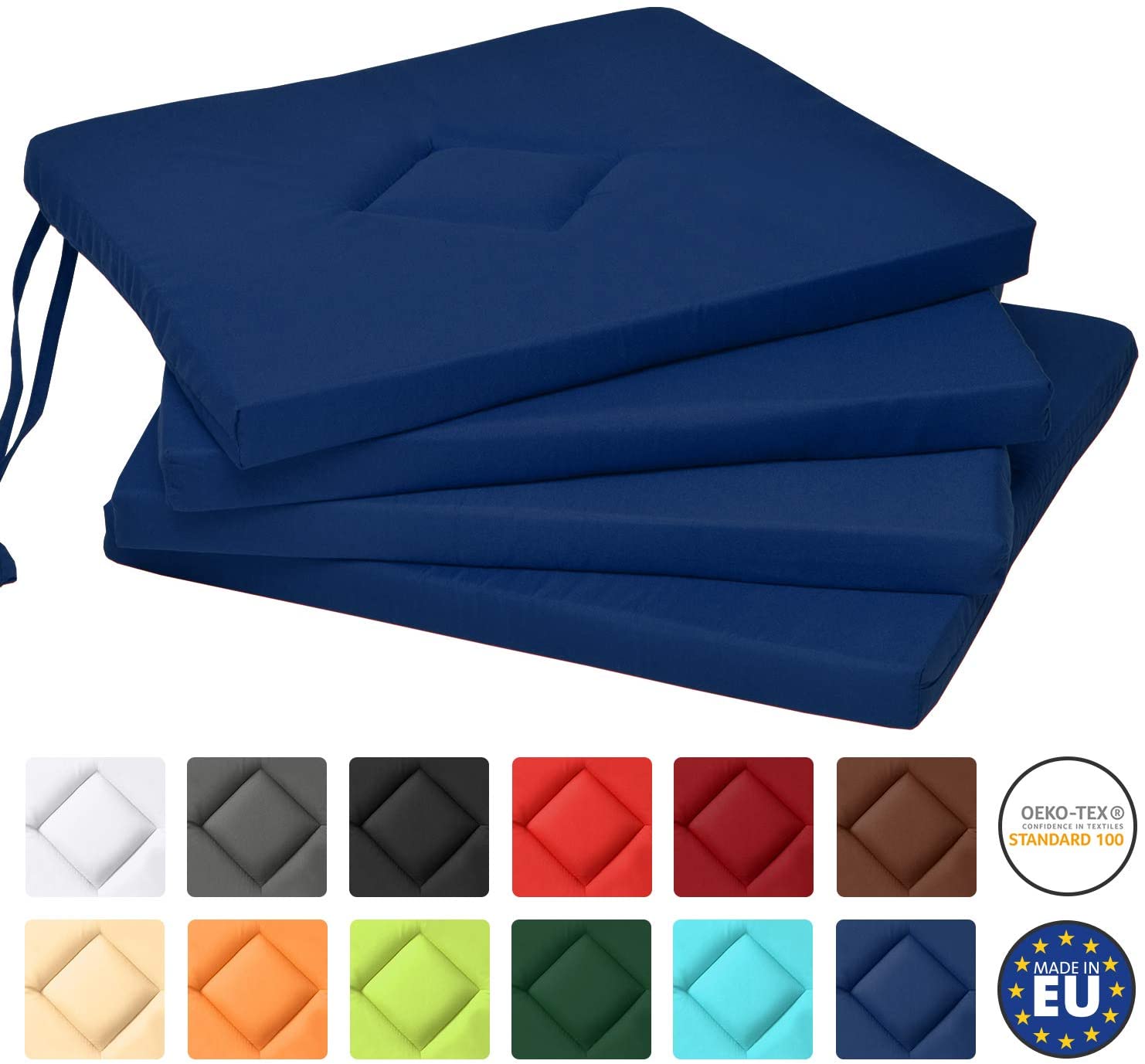 Beautissu Set Of 4 Chair Cushions, Kim, 40 X 40 X 3 Cm, For Indoor And Outd
