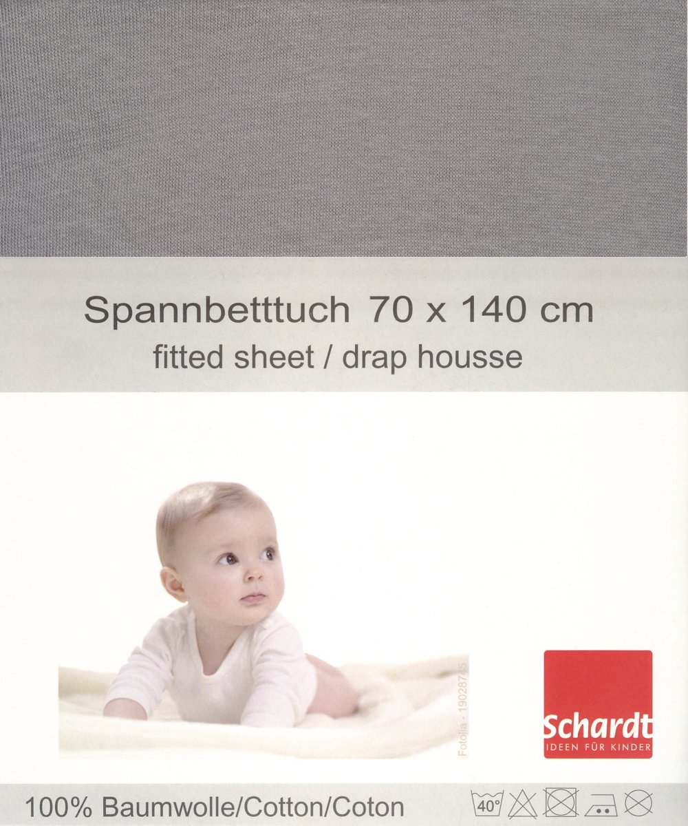 Schardt 13 850 73 Jersey Fitted Bed Sheet, Grey