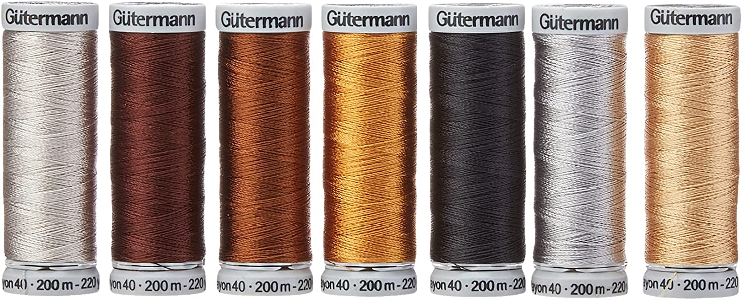 Gutermann 100 Percent Viscose Rayon 40 Machine Embroidery Thread Set, Coffee