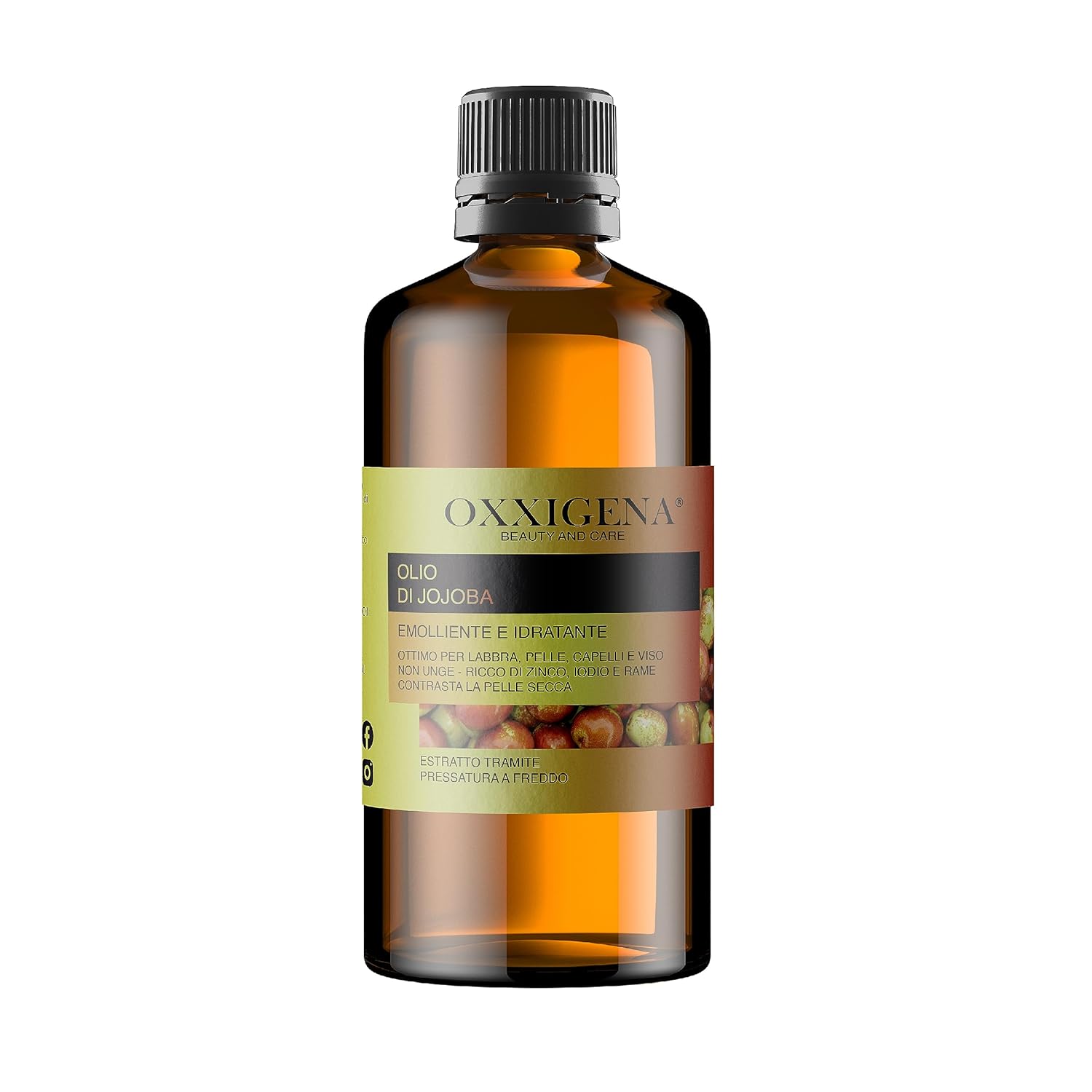 Oxxigena - 100% Pure Jojoba Oil, 500 ml Pack, Cold Pressed, Moisturises and Nourishes the Skin, Gives Hair Shine, Vegan and GMO-Free