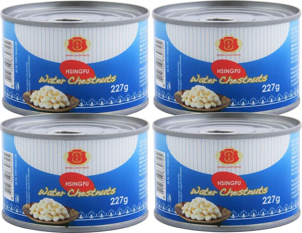 [4x 227g / 140g ATG] Spring Happiness Water Chestnuts whole tubers / Water Chestnuts peeled