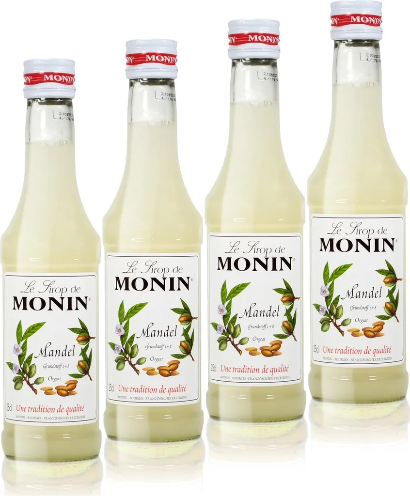 4x Monin Mandel Sirup, 250 ml Flasche