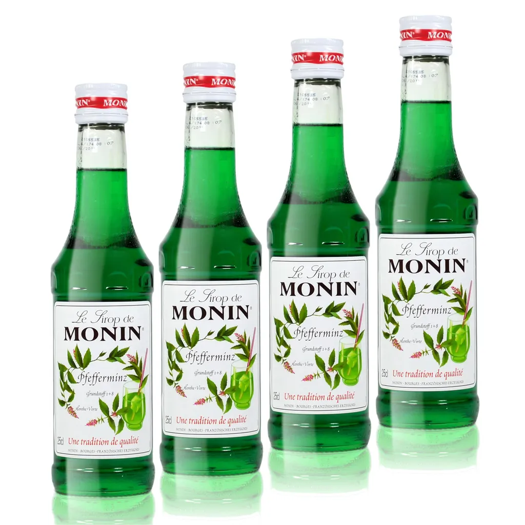4x Monin Pfefferminz Sirup, 250 ml Flasche