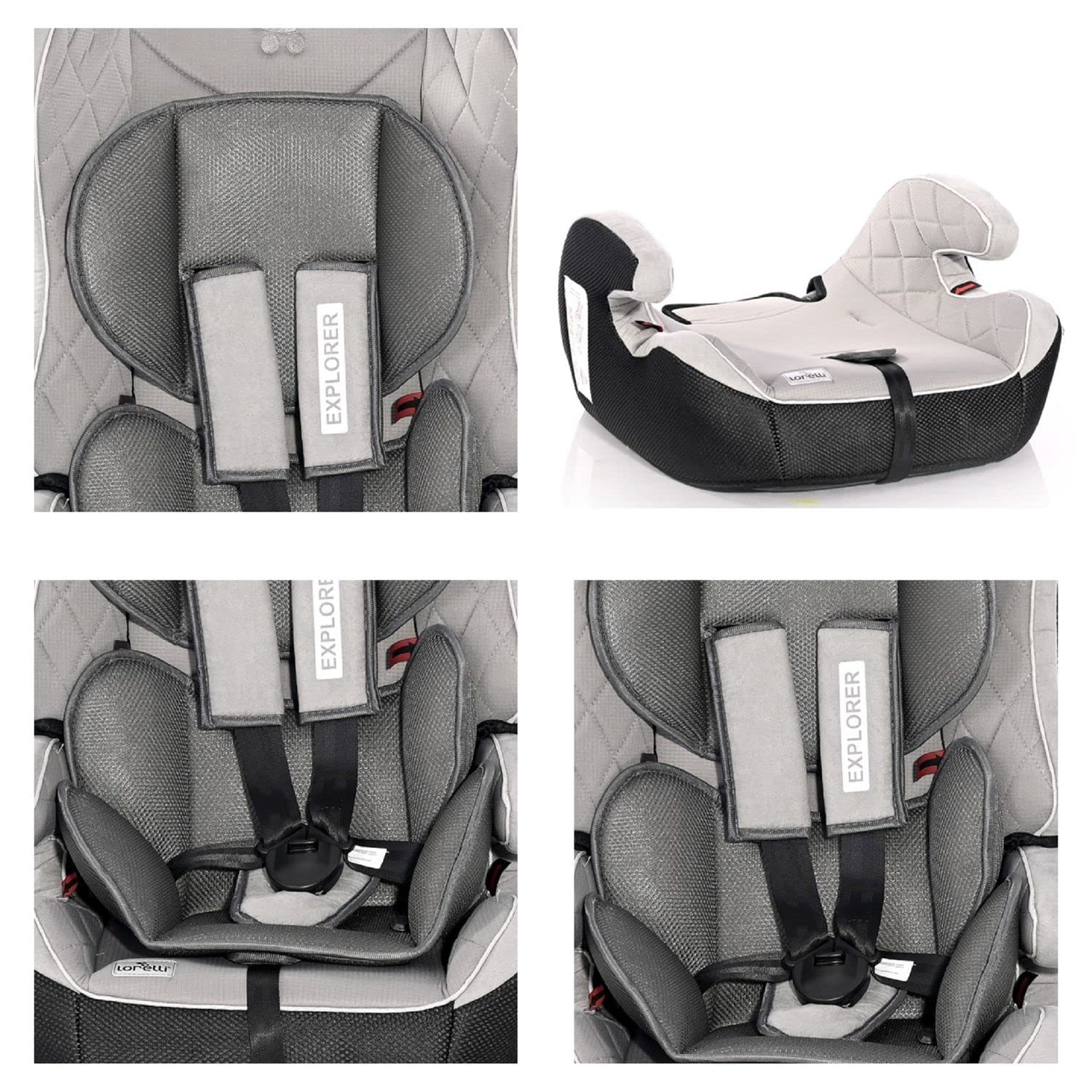 Lorelli Explorer Child Seat Group 1/2/3 (9-36 kg) High Removable Backrest Grey Light Grey