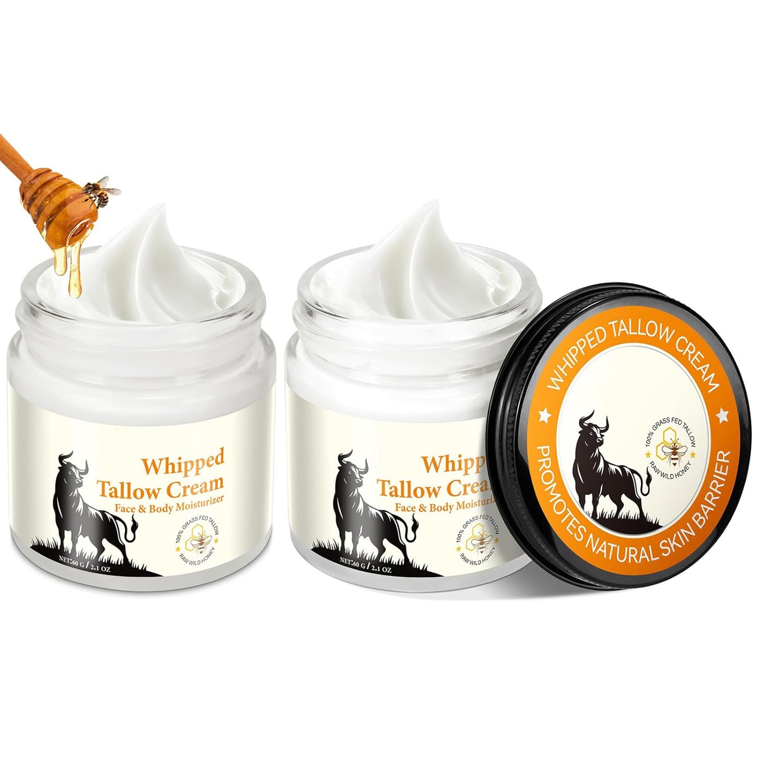 Beef Tallow Honey Balm, Sebum & Honey Skin Cream, Beef Tallow Skincare, Beef Nostalgic Balm, Deeply Nourishing, Moisturizing and Less Wrinkles, Tallow Balm for Face and Body (2)