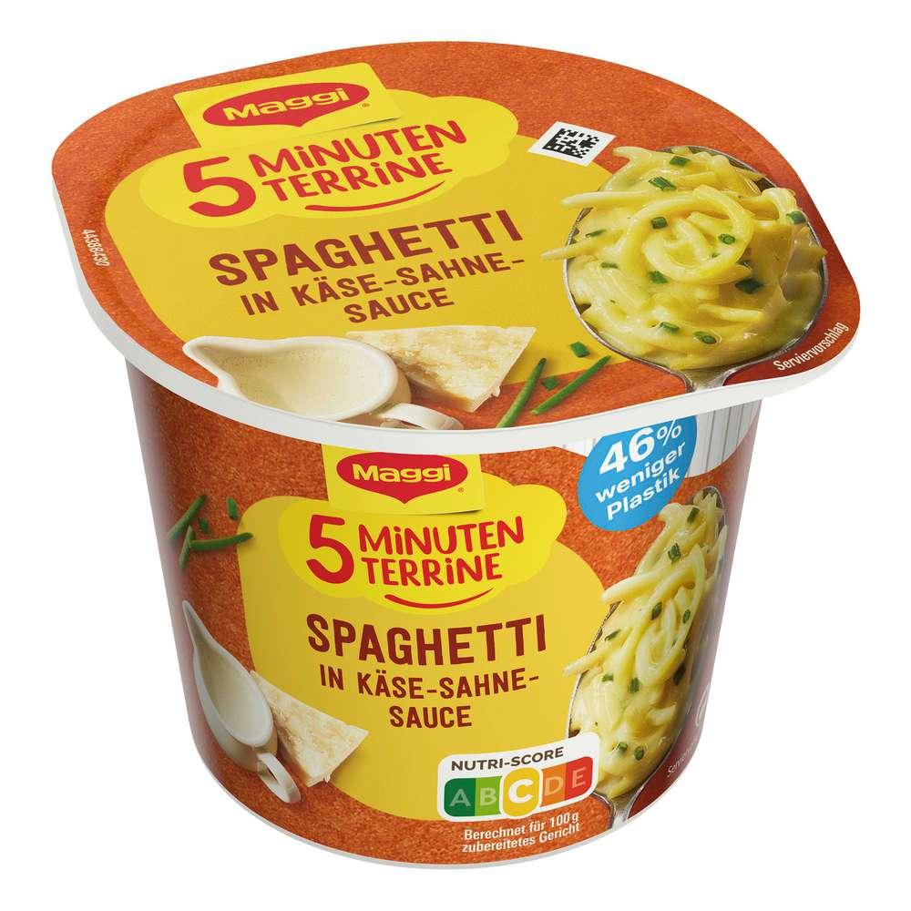 5 minute terrine, spaghetti in cheese and cream sauce