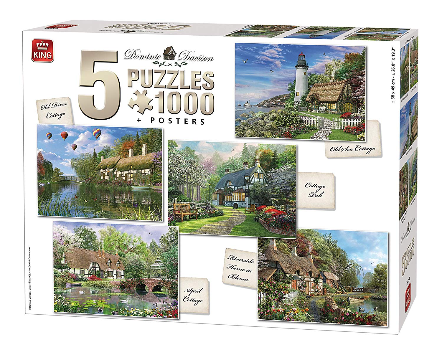 5 X King 85514 5 In 1 Cottage Collection Jigsaw Puzzle 1000 Pieces And Post