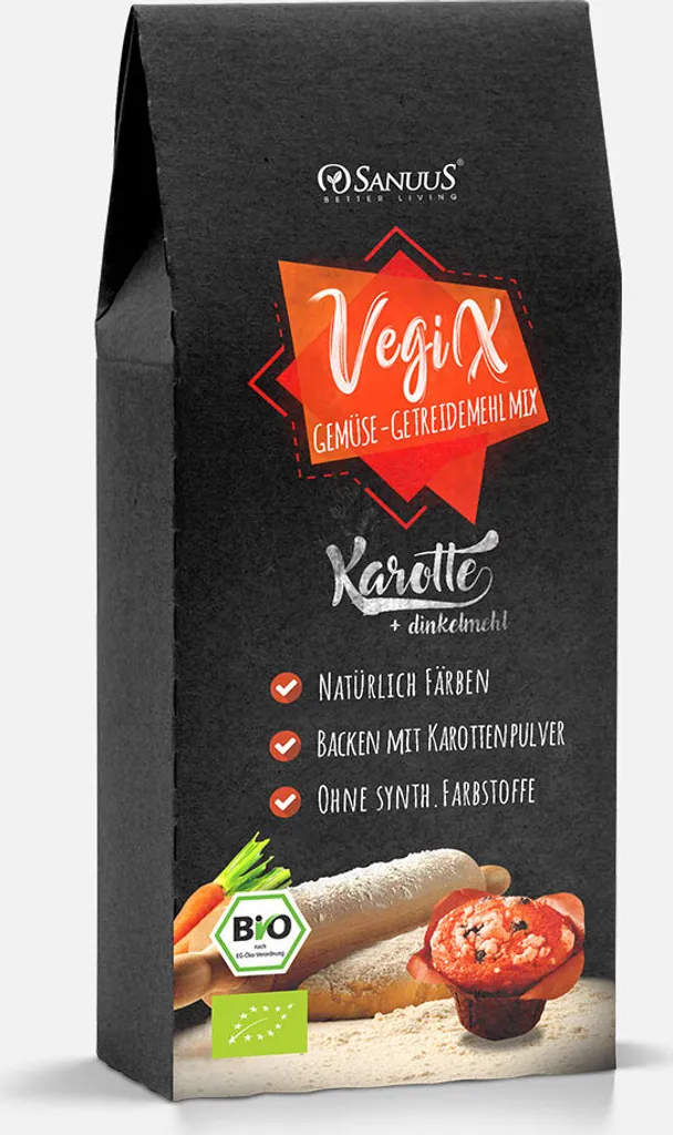 500g VegiX Bavaria carrot-wheat flour mix for naturally colorful dough and special taste!