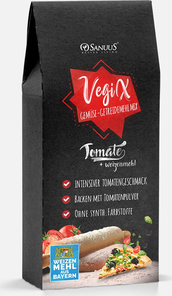 500g VegiX Bavaria tomato-wheat flour mix for naturally colorful dough and special taste!