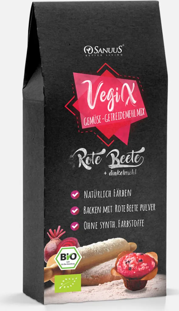 500g VegiX spelt flour 630 with beetroot powder for natural pink dough