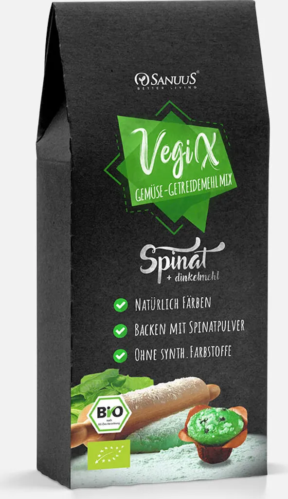 500g VegiX spelt flour 630 with spinach powder for naturally green dough