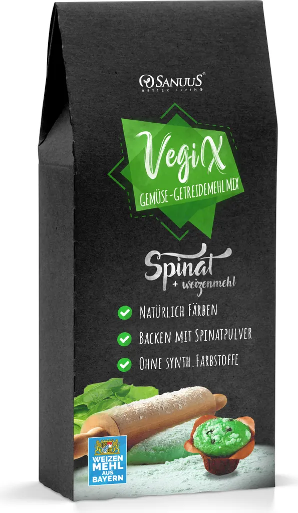 500g VegiX regional wheat flour 550 with spinach powder for naturally green dough and a special taste!