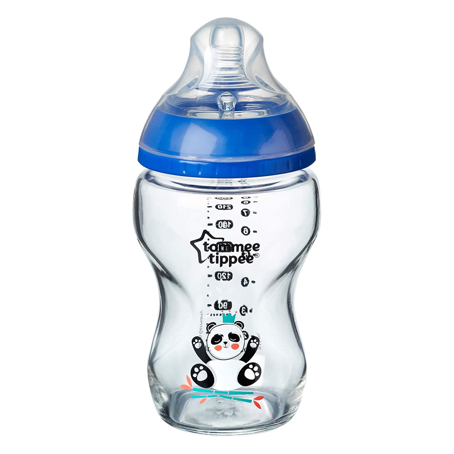 Tommee Tippee Closer to Nature 422707 Baby Bottle Glass with Decoration 250 ml Blue