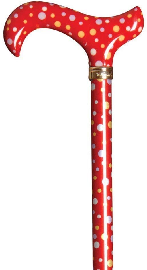 Funky & Fashionable Walking Stick – Red Polka Dot Design