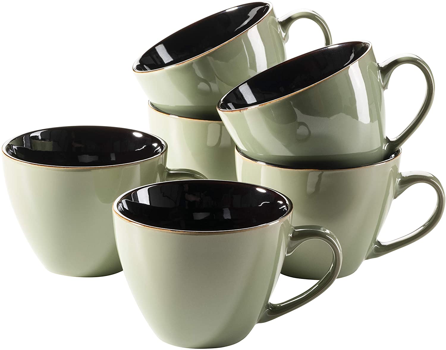 Mäser 931464 Scuro Series Ceramic Cappuccino Cups Set, Café Au Lait Cups Wi