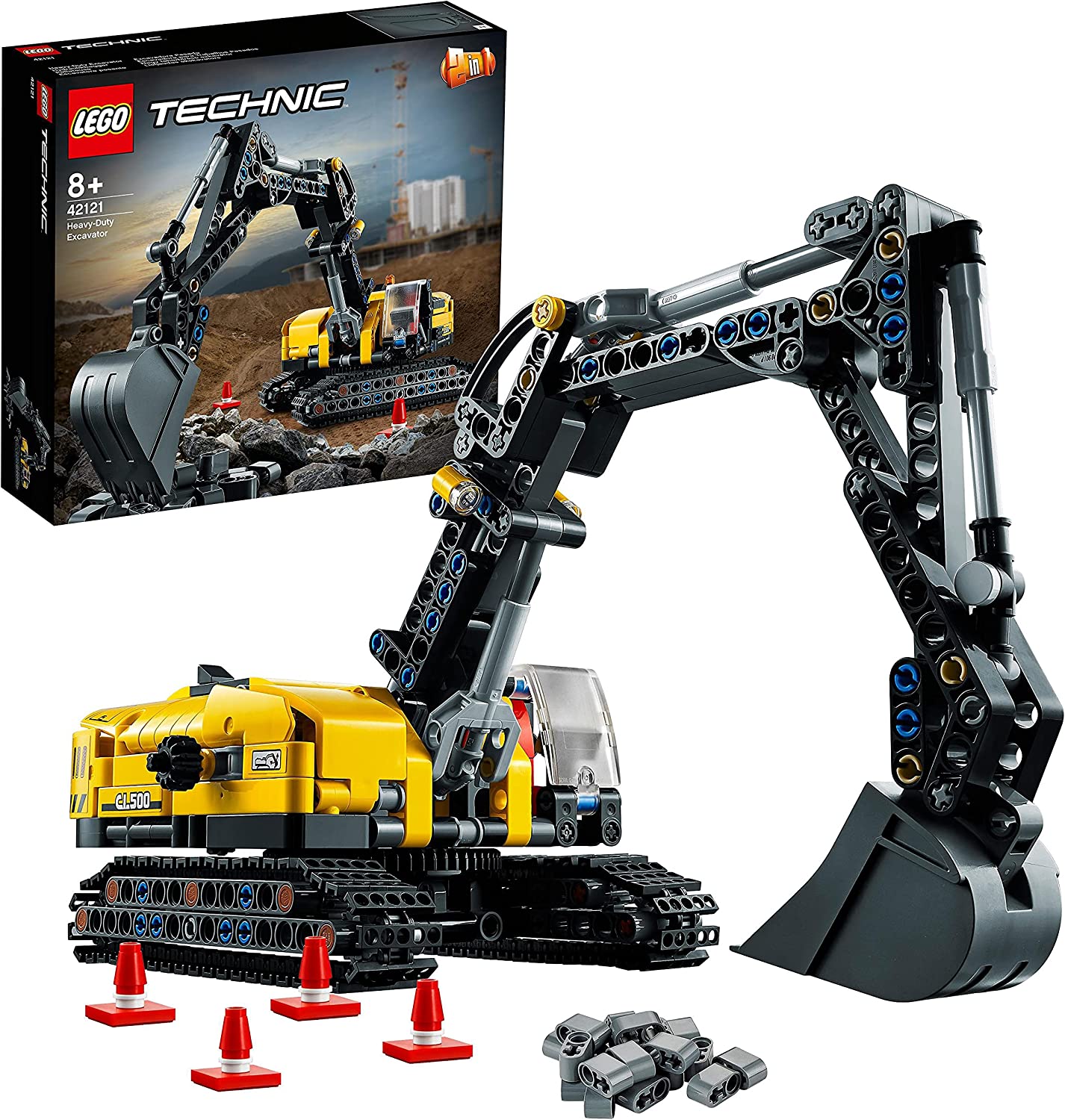 Lego 42121 technical hydraulic excavator construction kit, 2-in-1 model, construction vehicle, excavator toy from 8 years, construction toy