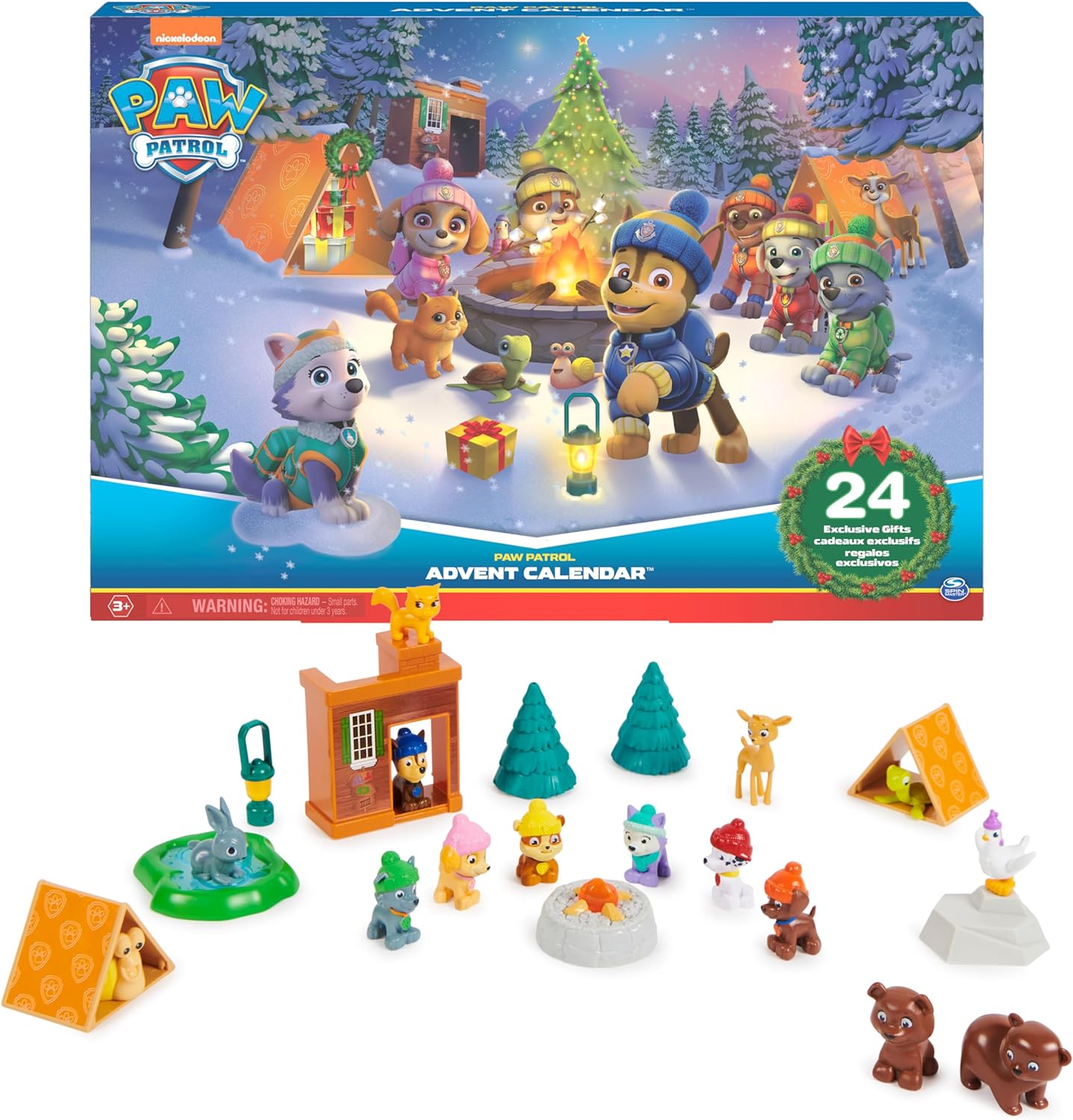 PAW Patrol Advent Calendar 2023 - 24 Toy surprises for an imaginative winter world, 7 puppy figures, animal figures and accessories, from 3 years