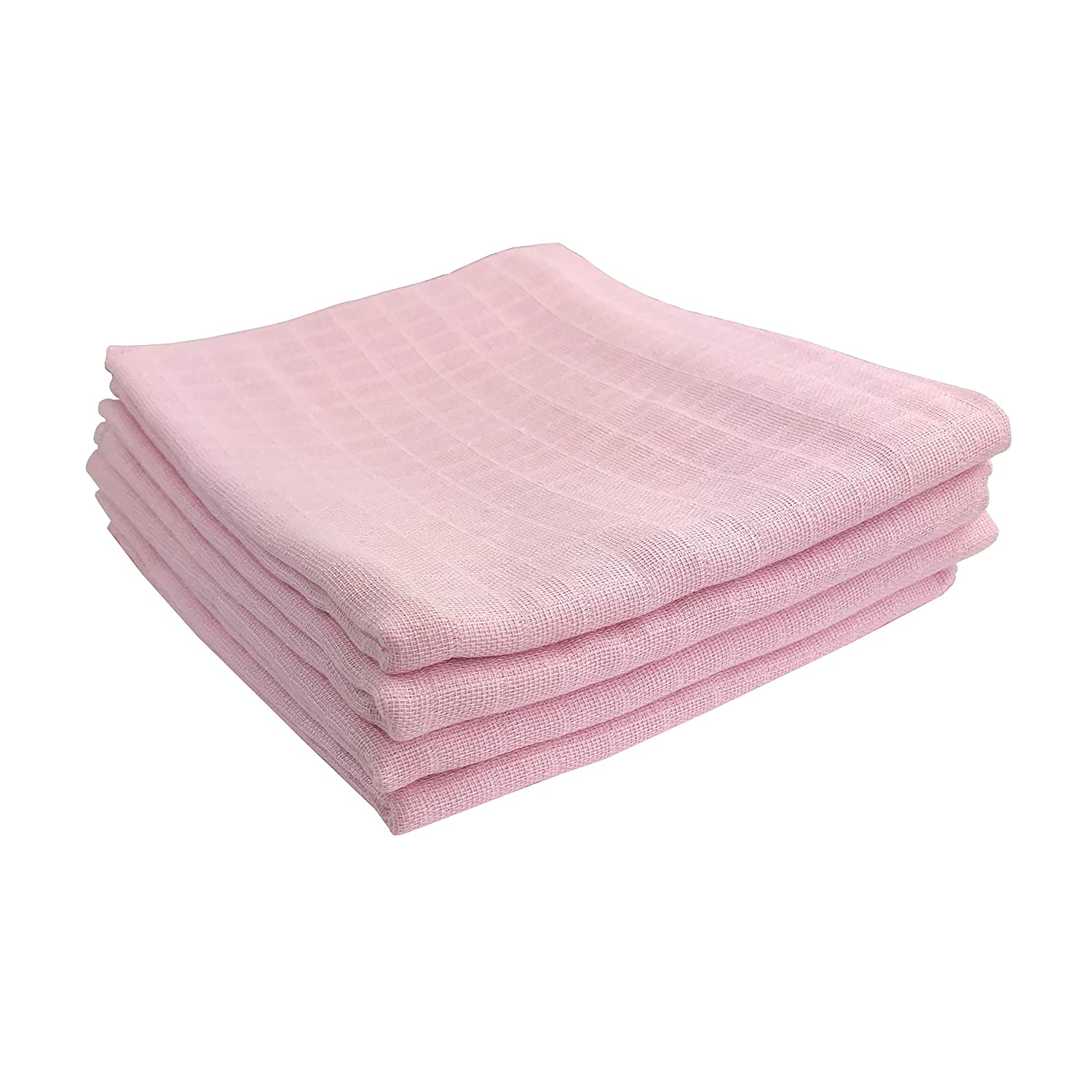 4 x swaddling cloths, large burp cloths, muslin nappies, 100, 120, 140, 160 cm, baby cotton, swaddling cloth, Oeko-Tex (4 pink, 120 x 120 cm)