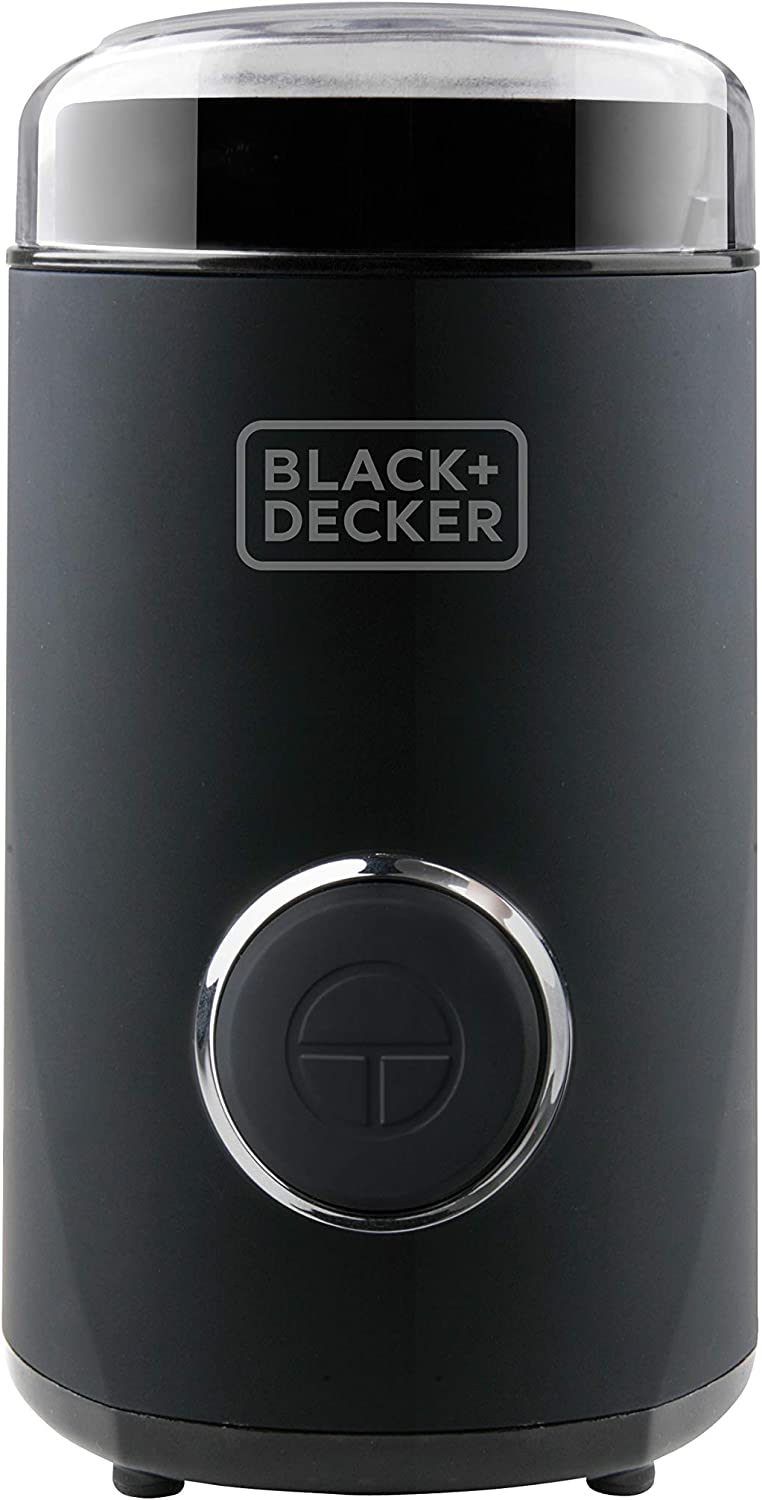 Black + Decker BXCG150E Electric Grinder for Coffee, Nuts, Spices, Seeds. Fast, 150 W, 50 g, Stainless Steel Container and Blades, Black