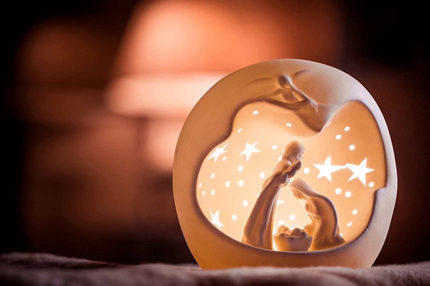 DARO DEKO LED-Illuminated Nativity Scene Porcelain Ball in Various Sizes