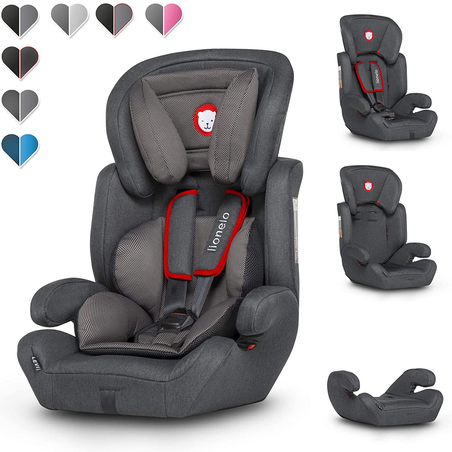 Lionelo Levi Plus ECE R44.04 Child Car Seat Group 1 2 3 Adjustable Headrest 9-36 kg