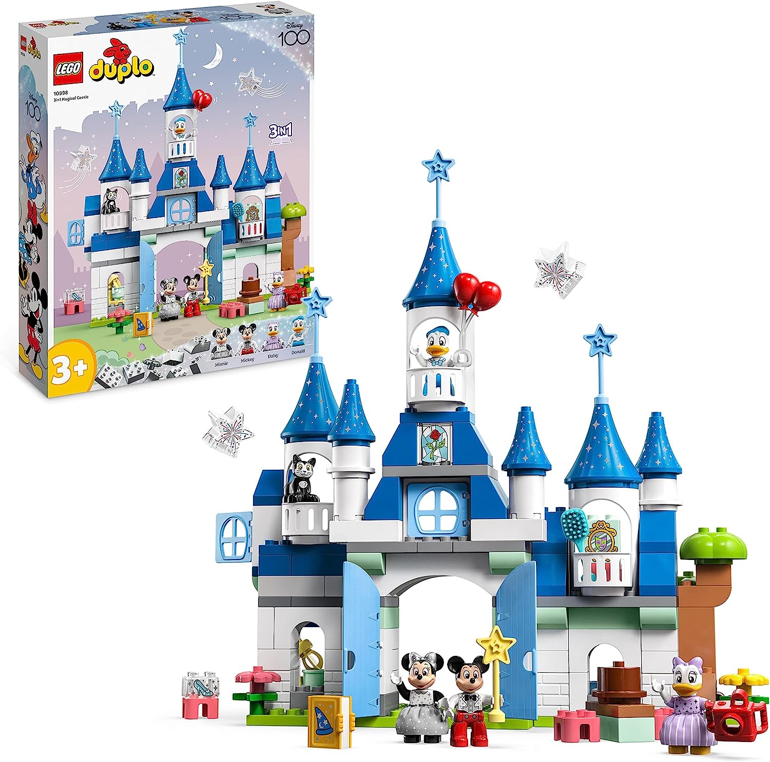 LEGO 10998 Duplo Disney 3in1 magic lock, construction toy with Micky Maus, Minnie, Donald Duck and Daisy figures, for toddlers and children from 3 years, Disney \ 's 100th anniversary set