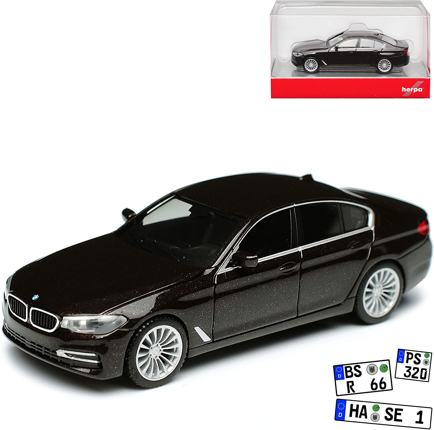HERPA B-M-W B-M-W 5 Series G30 Sedan Jatoba Black Metallic From 2017 H0 1/87 Herpa Mode