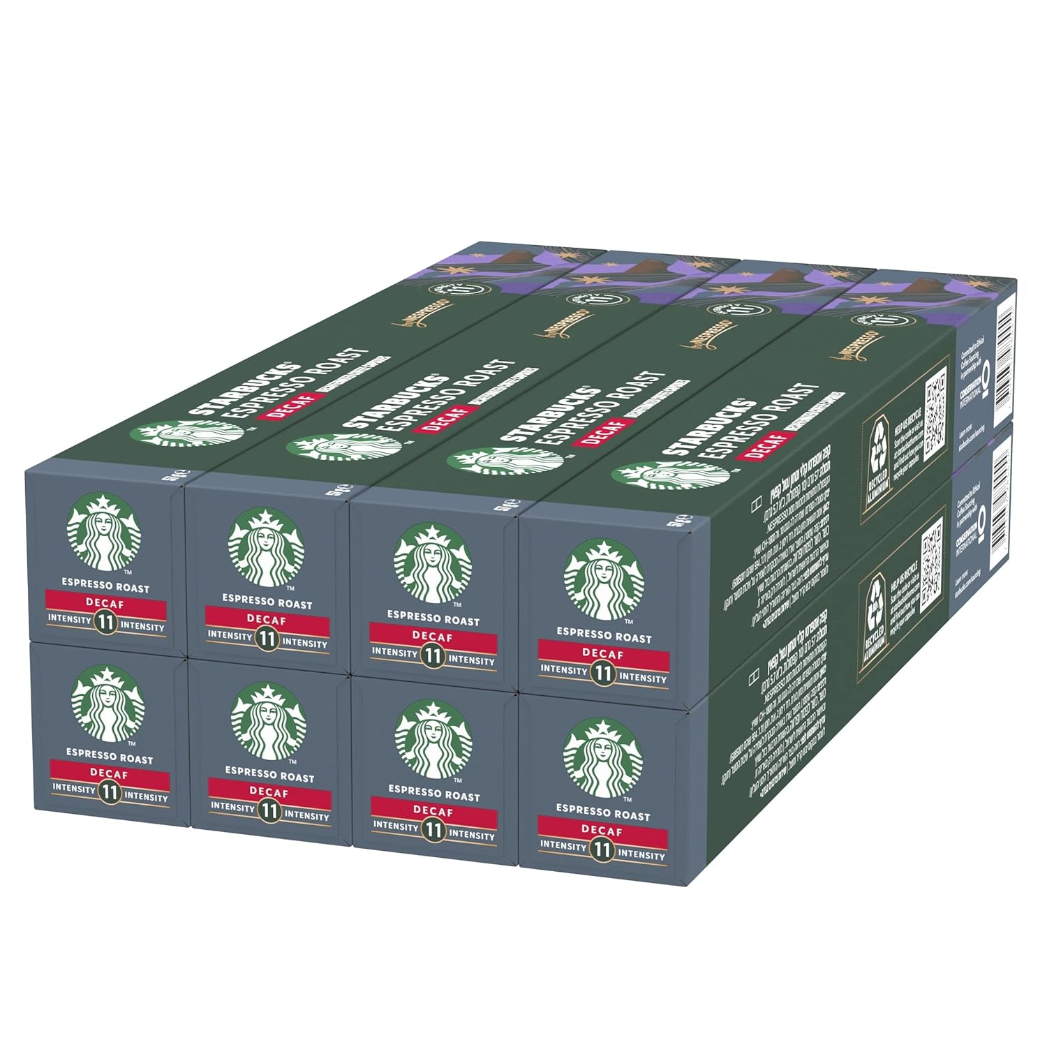 STARBUCKS Espresso Roast Decaffeinated by Nespresso, Dark Roast, Coffee Capsules 8 x 10 (80 Capsules)