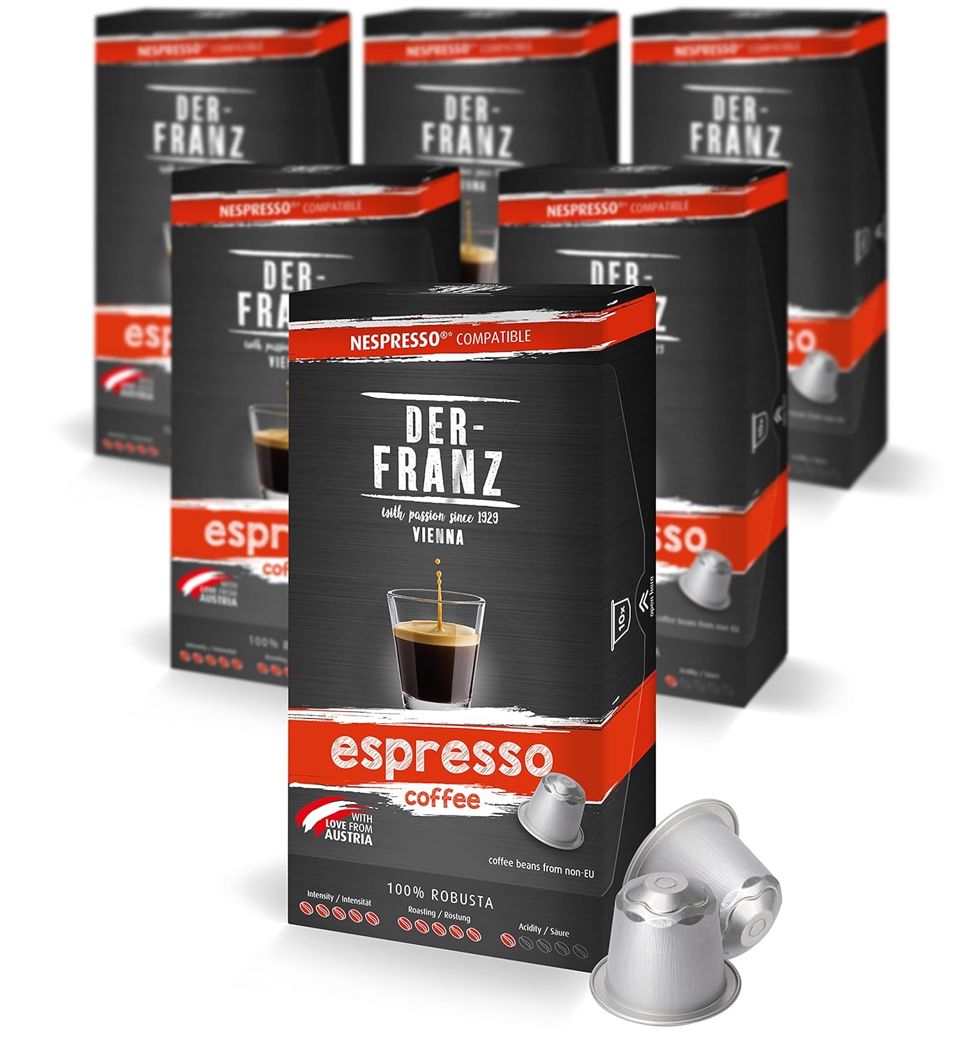 Nespresso Compatible Coffee Capsules, 6 x 10 Capsules, Espresso