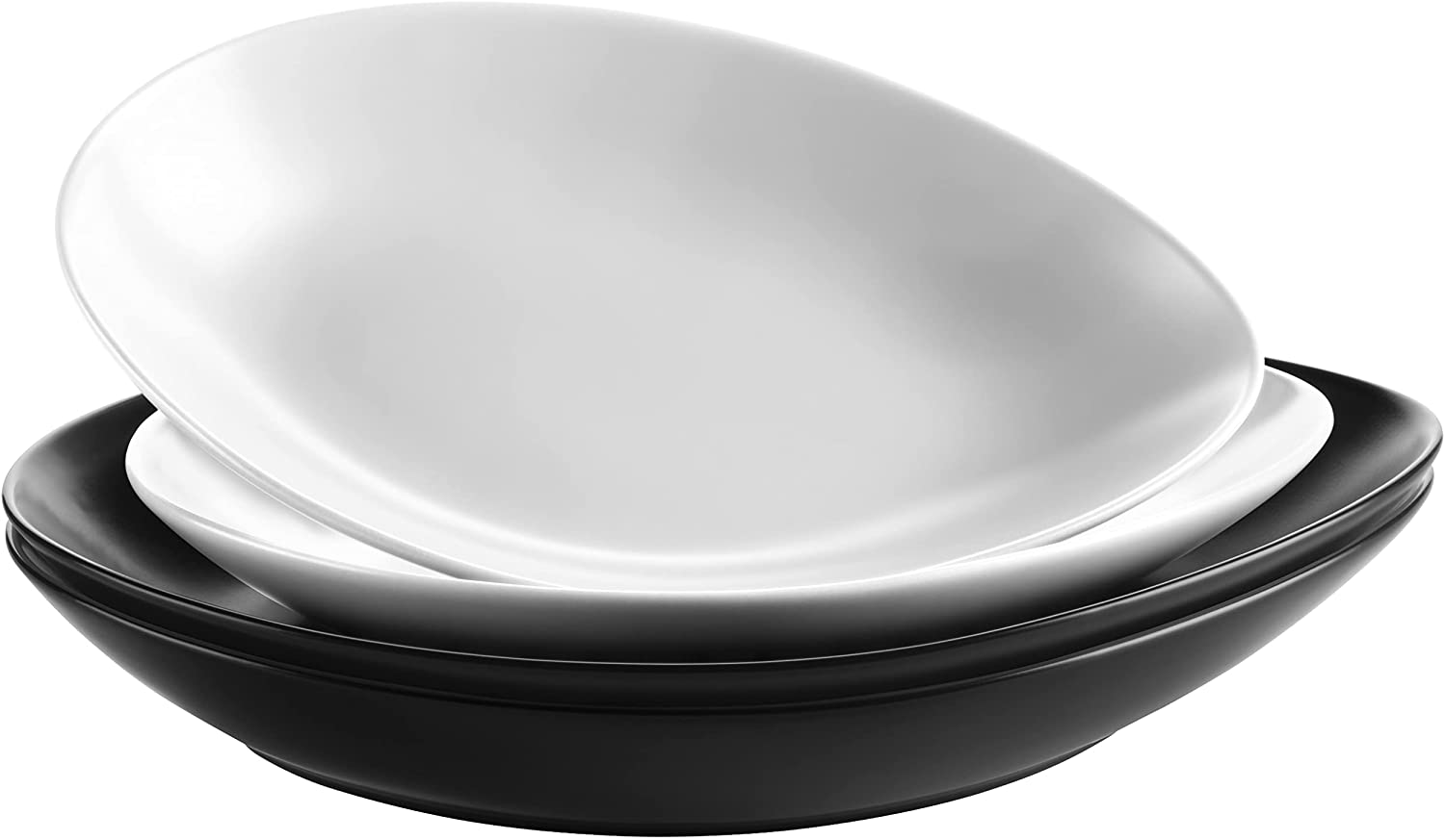 Maser MÄSER Glendale 931242 Series 3-Piece Bowls Set Modern High-Quality Serving Bowls in Various Sizes, Cereal Bowl, Soup Bowl, Salad Bowl, Matt Varnished, Ceramic, Black/White/Grey
